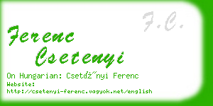 ferenc csetenyi business card